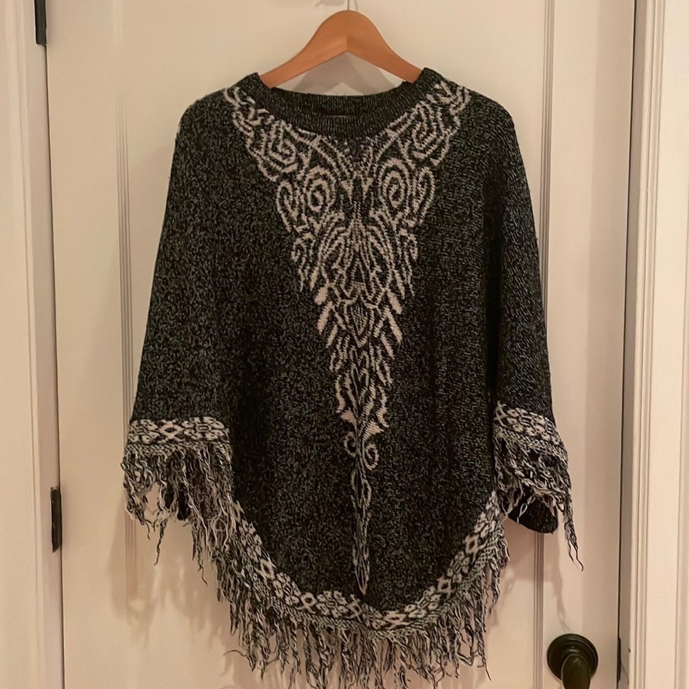 Stylish boho Poncho One of a kind!